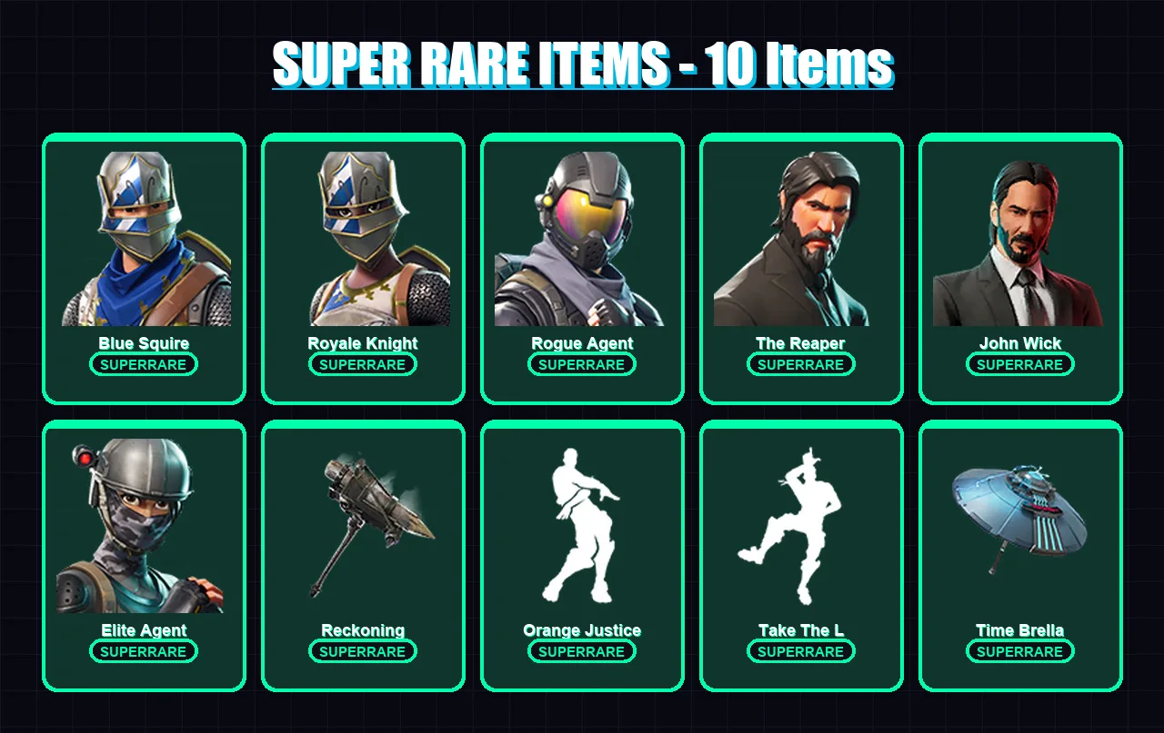 [PC] | Blue Squire | Royale Knight | Rogue Agent | The Reaper | John Wick | 115 skin | 115 pickaxe | 96 emote | 95 glider | Lv1430