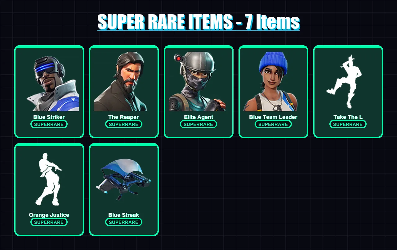 [PC/XBOX/PSN] | Blue Striker | The Reaper | Elite Agent | Blue Team Leader | Drift | 26 skin | 37 pickaxe | 42 emote | 38 glider | Lv648 — Fortnite account