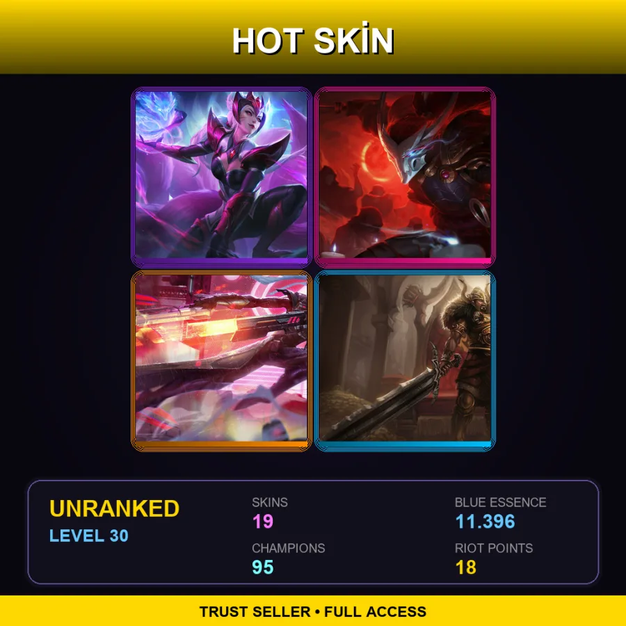 TR | Lv30 | Unranked | 19 Skin | 95 Champ