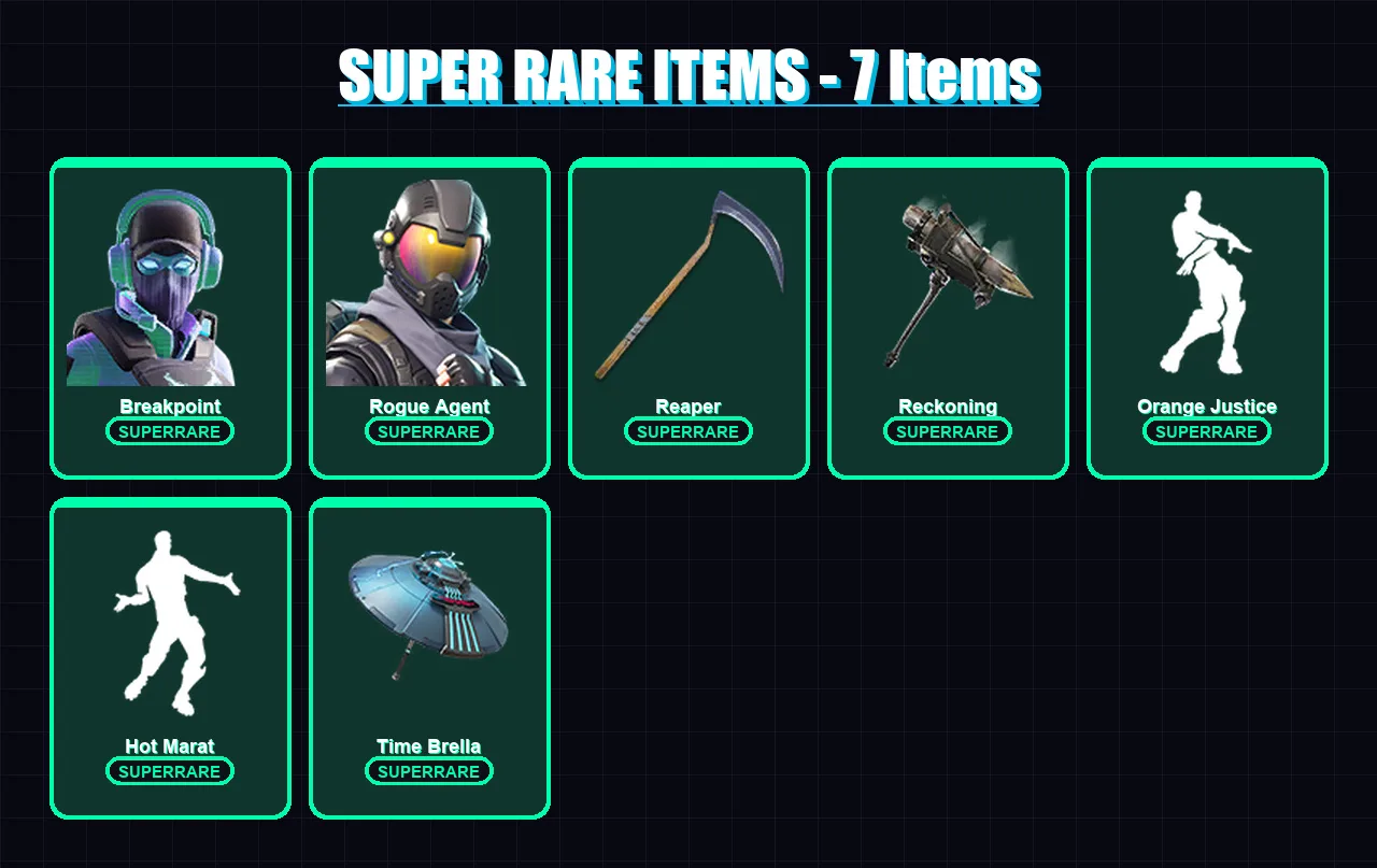 [PS4/PS5/PC] | Breakpoint | Rogue Agent | Sentinel | Mandalorian | Wild Card | 151 skin | 89 pickaxe | 102 emote | 87 glider | Lv1096