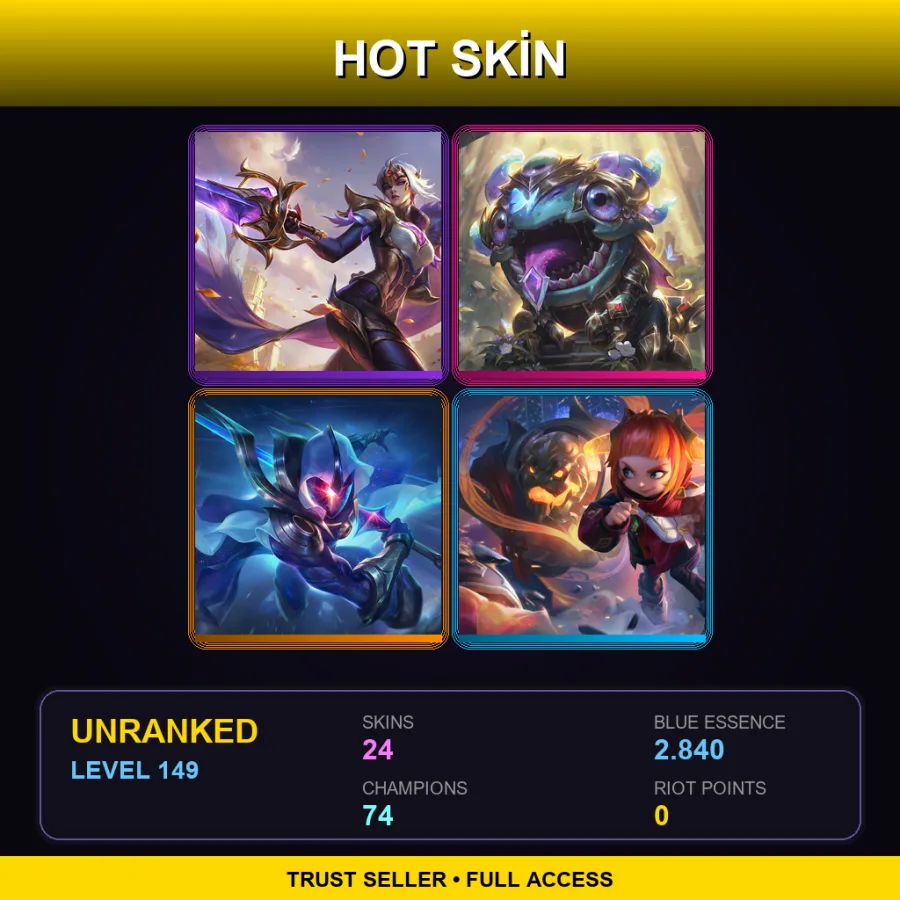 LAN | Lv149 | Unranked | 24 Skin | 74 Champ — LoL account