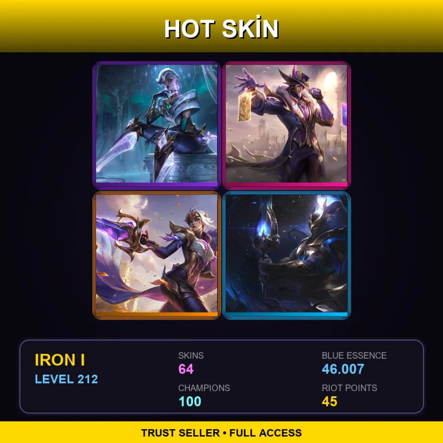 LAS | Lv212 | Iron I | 64 Skin | 100 Champ