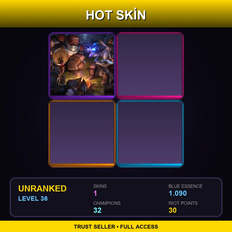 EUW | Lv36 | Unranked | 1 Skin | 32 Champ — LoL account