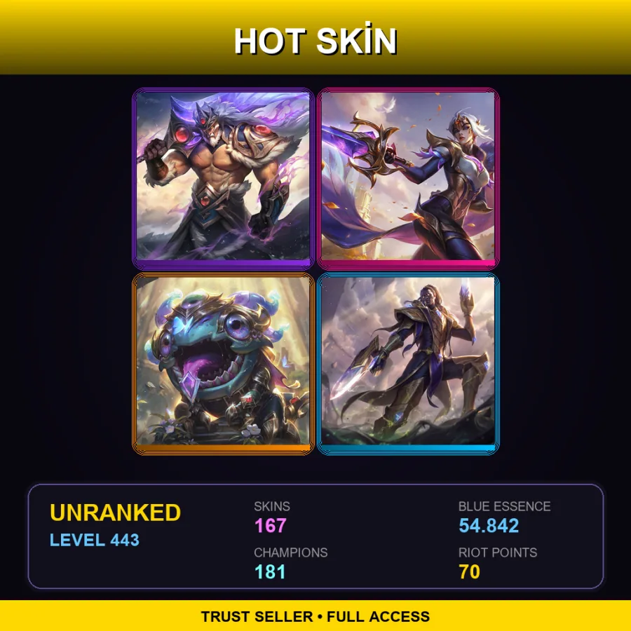 EUNE | Lv443 | Unranked | 167 Skin | 181 Champ — Demacia Vice Garen
