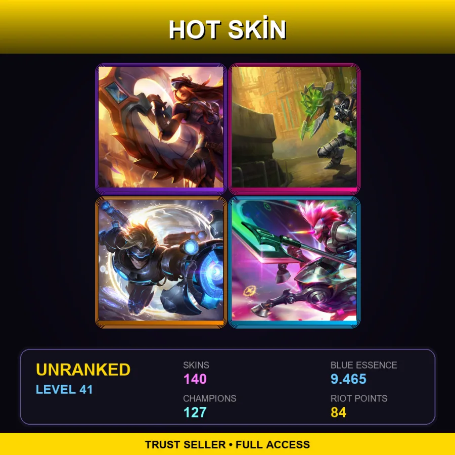 EUW | Lv41 | Unranked | 140 Skin | 127 Champ — LoL account