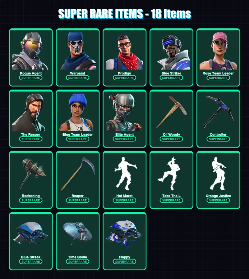 [PS4/PS5/XBOX/PC] | Rogue Agent | Warpaint | Prodigy | Blue Striker | Rose Team Leader | 71 skin | 57 pickaxe | 70 emote | 77 glider | Lv935