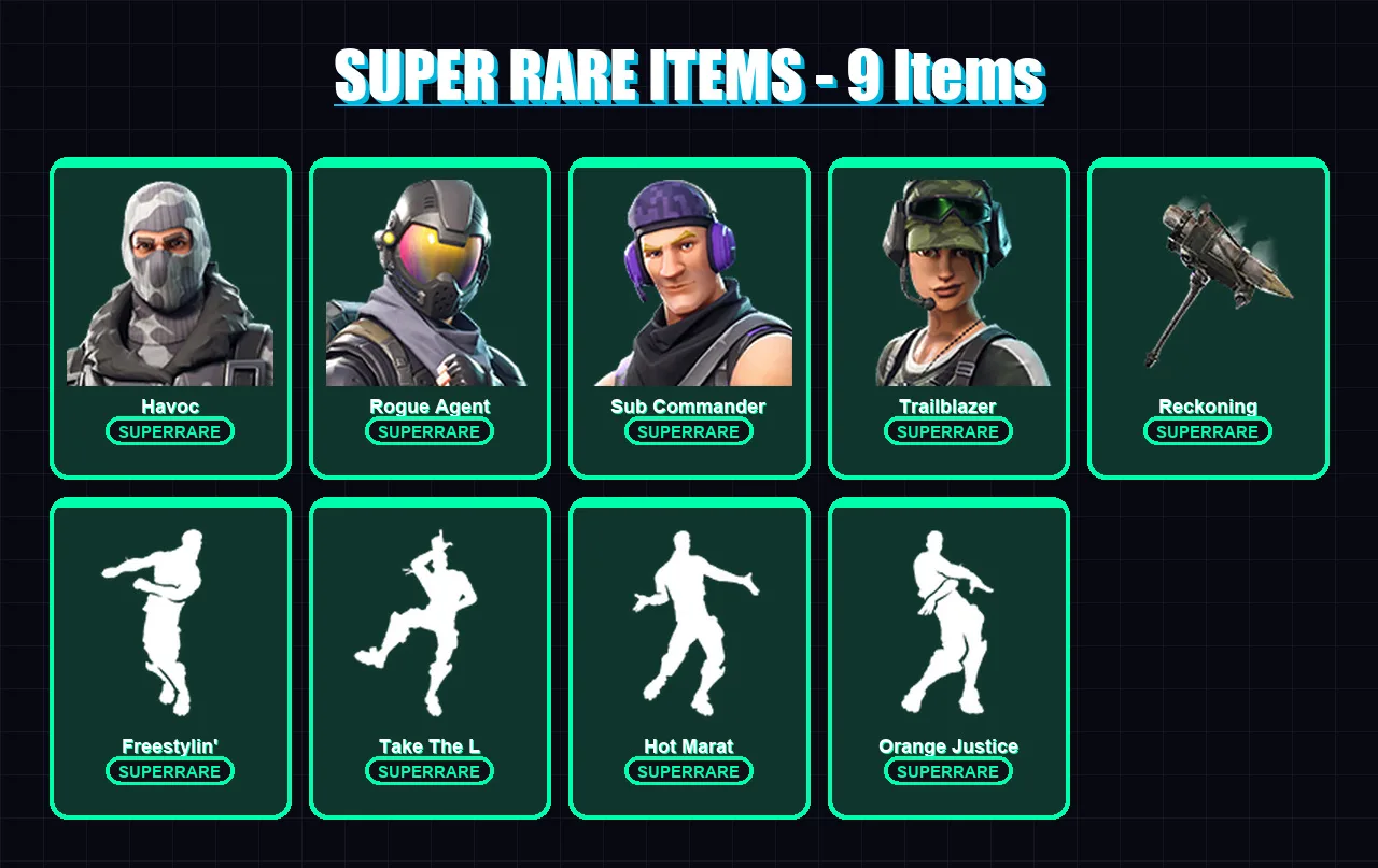 [PC/XBOX/PSN] | Havoc | Rogue Agent | Sub Commander | Trailblazer | Carbide | 15 skin | 12 pickaxe | 12 emote | 12 glider | Lv223
