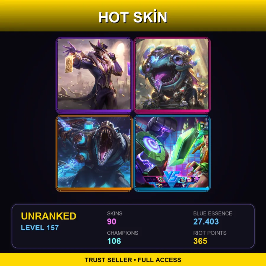 TR | Lv157 | Unranked | 90 Skin | 106 Champ — Street Demons Briar