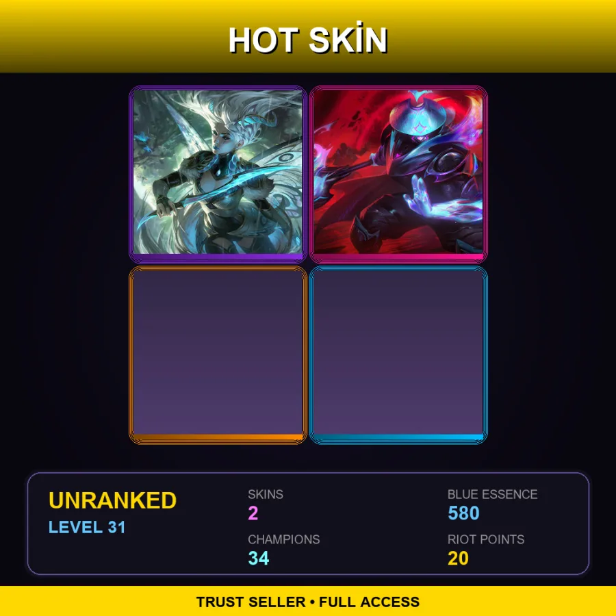OCE | Lv31 | Unranked | 2 Skin | 34 Champ — Unranked / Smurf League of Legends