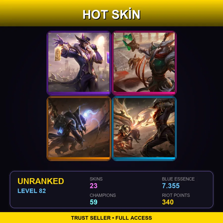 EUW | Lv82 | Unranked | 23 Skin | 59 Champ