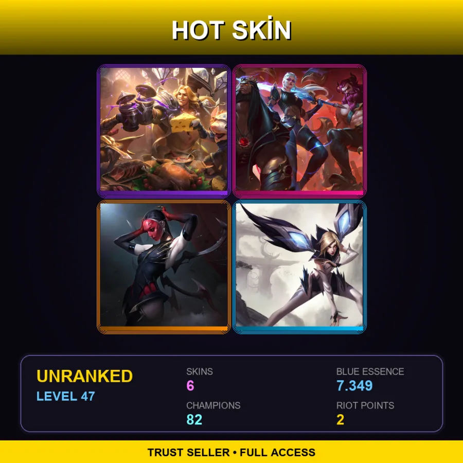 EUW | Lv47 | Unranked | 6 Skin | 82 Champ — LoL account