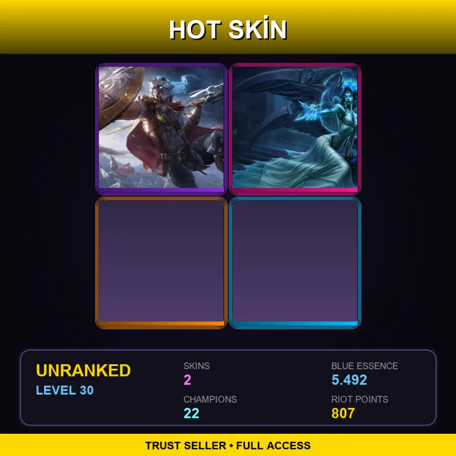 LAN | Glaive Warrior Pantheon | Ghost Bride Morgana | 2 Skin | 22 Champ | Lv30