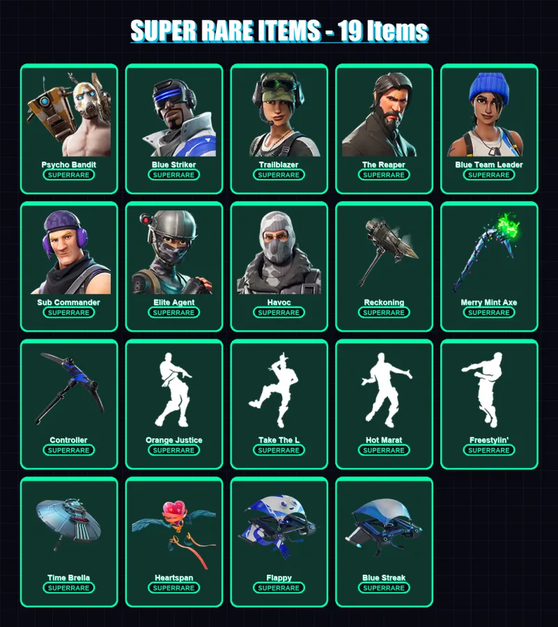 [PC/XBOX] | Psycho Bandit | Blue Striker | Trailblazer | The Reaper | Blue Team Leader | 69 skin | 78 pickaxe | 83 emote | 88 glider | Lv1339