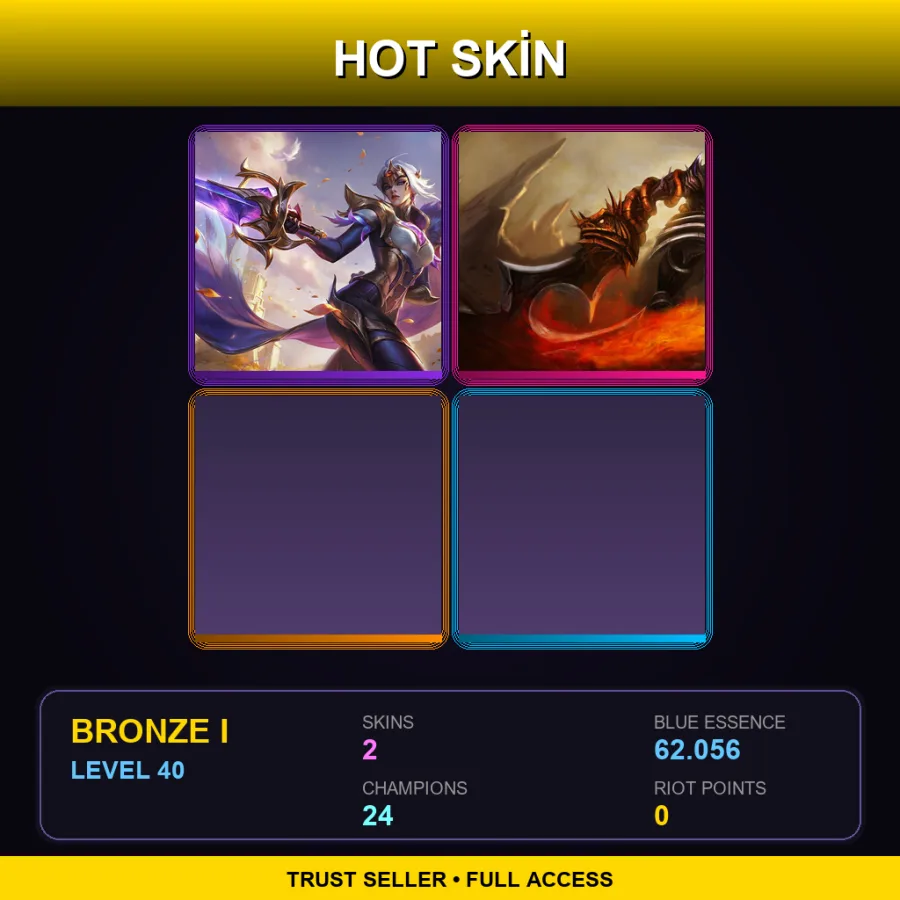 EUW | Lv40 | Bronze I | 2 Skin | 24 Champ — LoL account