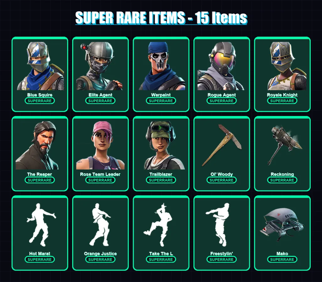 [PC/XBOX/PSN] | Blue Squire | Elite Agent | Warpaint | Rogue Agent | Royale Knight | 51 skin | 42 pickaxe | 49 emote | 53 glider | Lv566 — Fortnite account