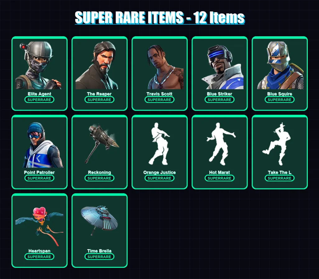 [PS4/PS5/XBOX/PC] | Elite Agent | The Reaper | Travis Scott | Blue Striker | Blue Squire | 82 skin | 90 pickaxe | 92 emote | 88 glider | Lv1419