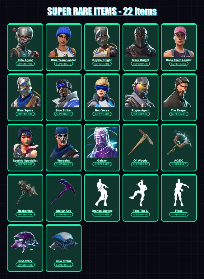 [PC] | Elite Agent | Blue Team Leader | Royale Knight | Black Knight | Rose Team Leader | 54 skin | 44 pickaxe | 59 emote | 43 glider | Lv491