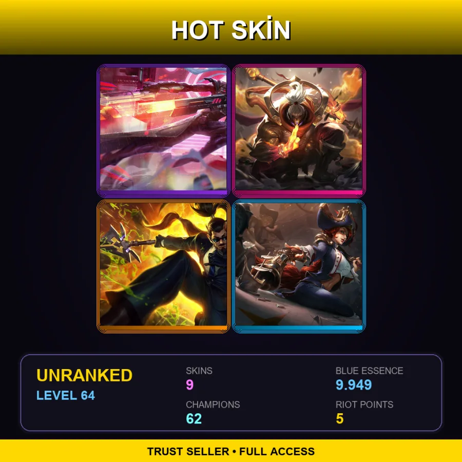 VN | Lv64 | Unranked | 9 Skin | 62 Champ — Assassin Master Yi