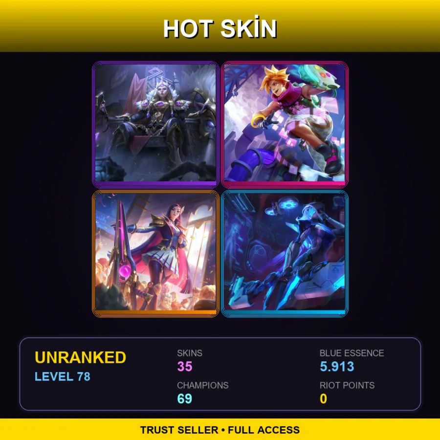 VN | Victorious Sejuani | Arcade Ezreal | Battle Academia Caitlyn | PROJECT: Ashe | 35 Skin | 69 Champ | Lv78