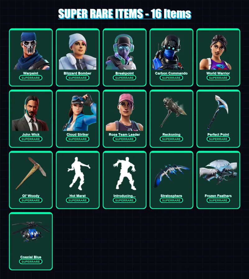 [PS4/PS5/PC] | Warpaint | Blizzard Bomber | Breakpoint | Carbon Commando | World Warrior | 140 skin | 121 pickaxe | 158 emote | 111 glider | Lv1270