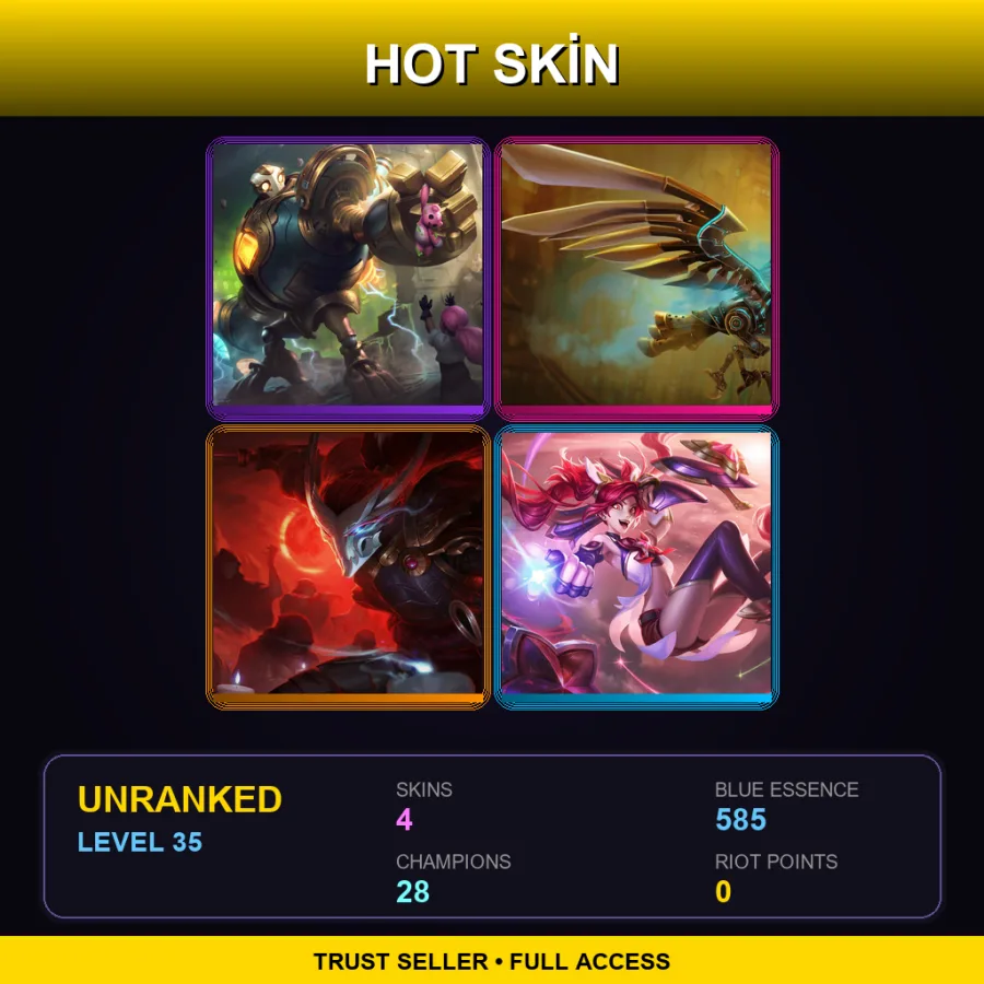 NA | Lv35 | Unranked | 4 Skin | 28 Champ — LoL account
