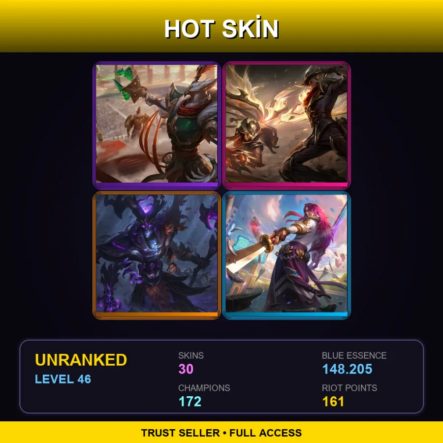 VN | Lv46 | Unranked | 30 Skin | 172 Champ