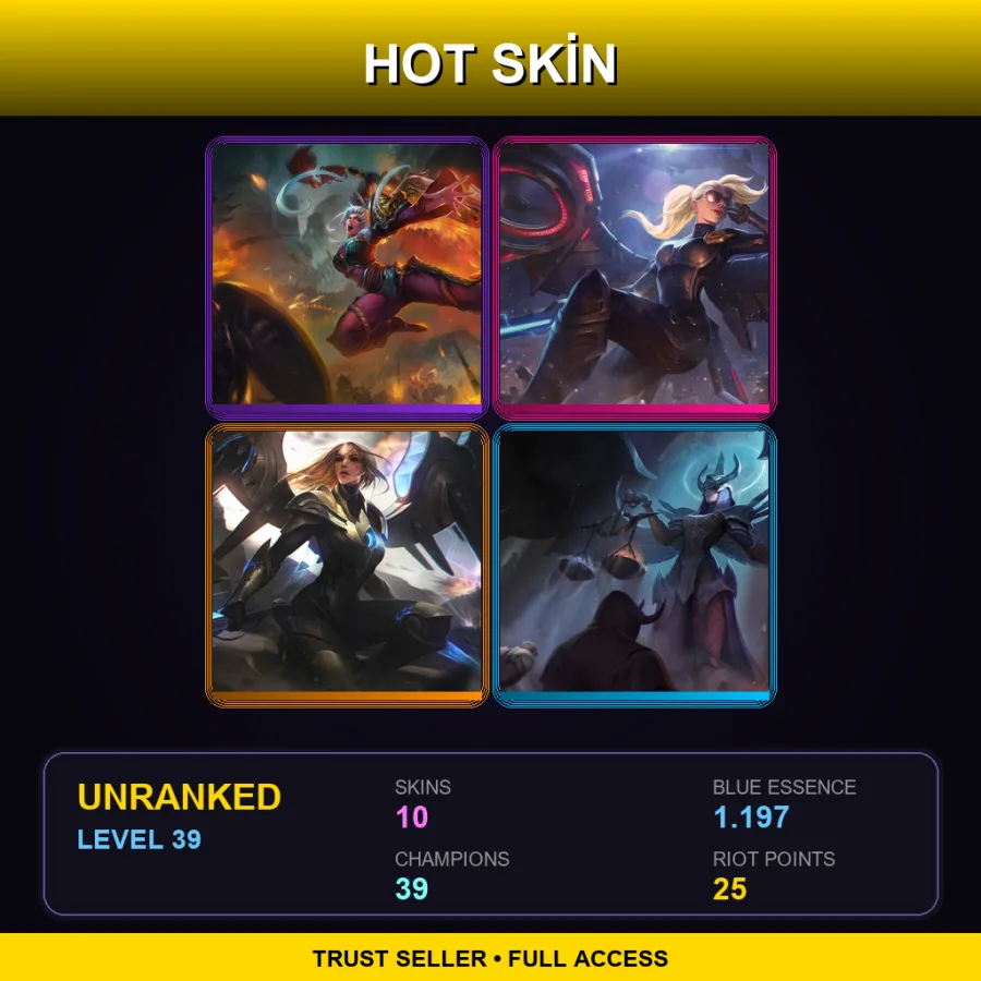 EUW | Lv39 | Unranked | 10 Skin | 39 Champ — LoL account