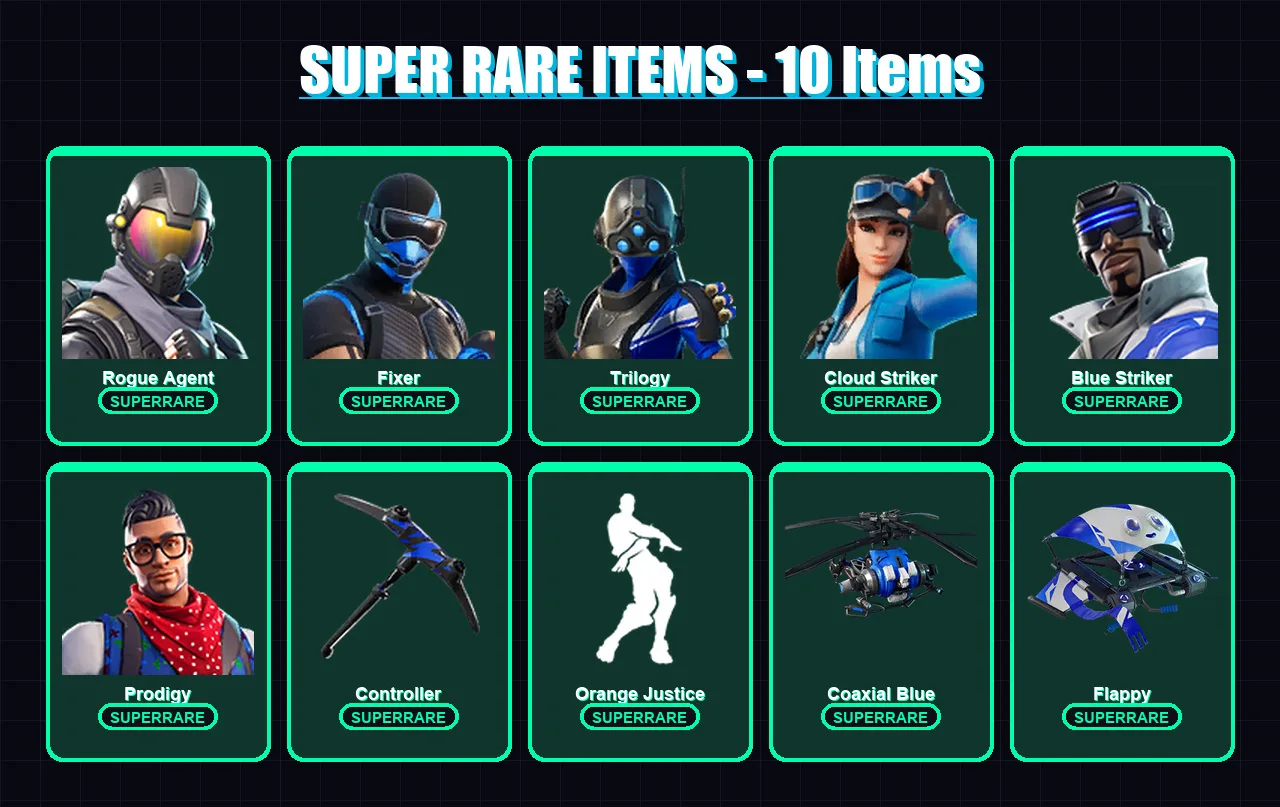 [PC/XBOX/PSN] | Rogue Agent | Fixer | Trilogy | Cloud Striker | Blue Striker | 19 skin | 15 pickaxe | 25 emote | 21 glider | Lv296