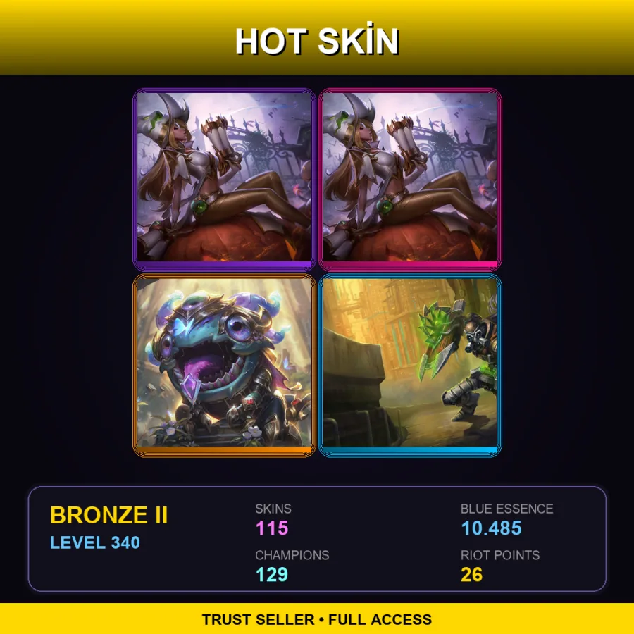 TR | Lv340 | Bronze II | 115 Skin | 129 Champ — LoL account