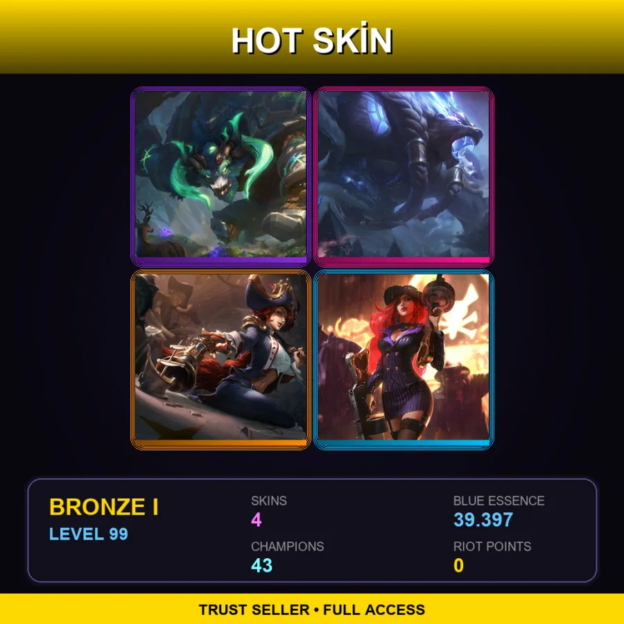 EUNE | Lv99 | Bronze I | 4 Skin | 43 Champ