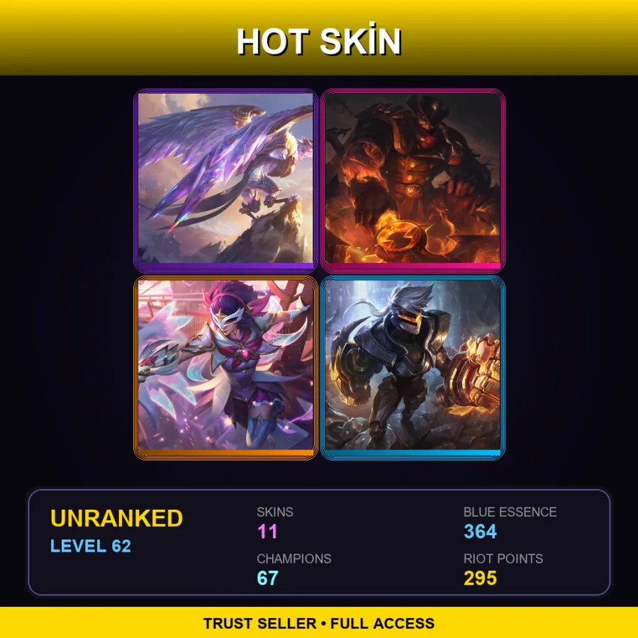 EUNE | Lv62 | Unranked | 11 Skin | 67 Champ — LoL account