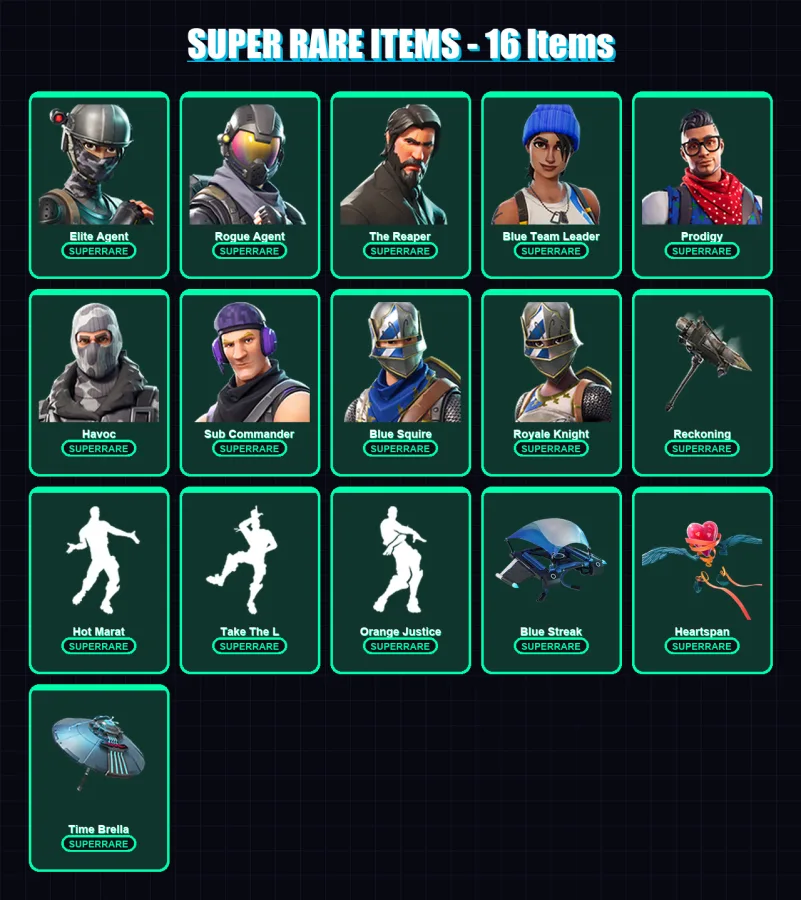 [PC/XBOX] | Elite Agent | Rogue Agent | The Reaper | Blue Team Leader | Prodigy | 86 skin | 68 pickaxe | 72 emote | 67 glider | Lv1164