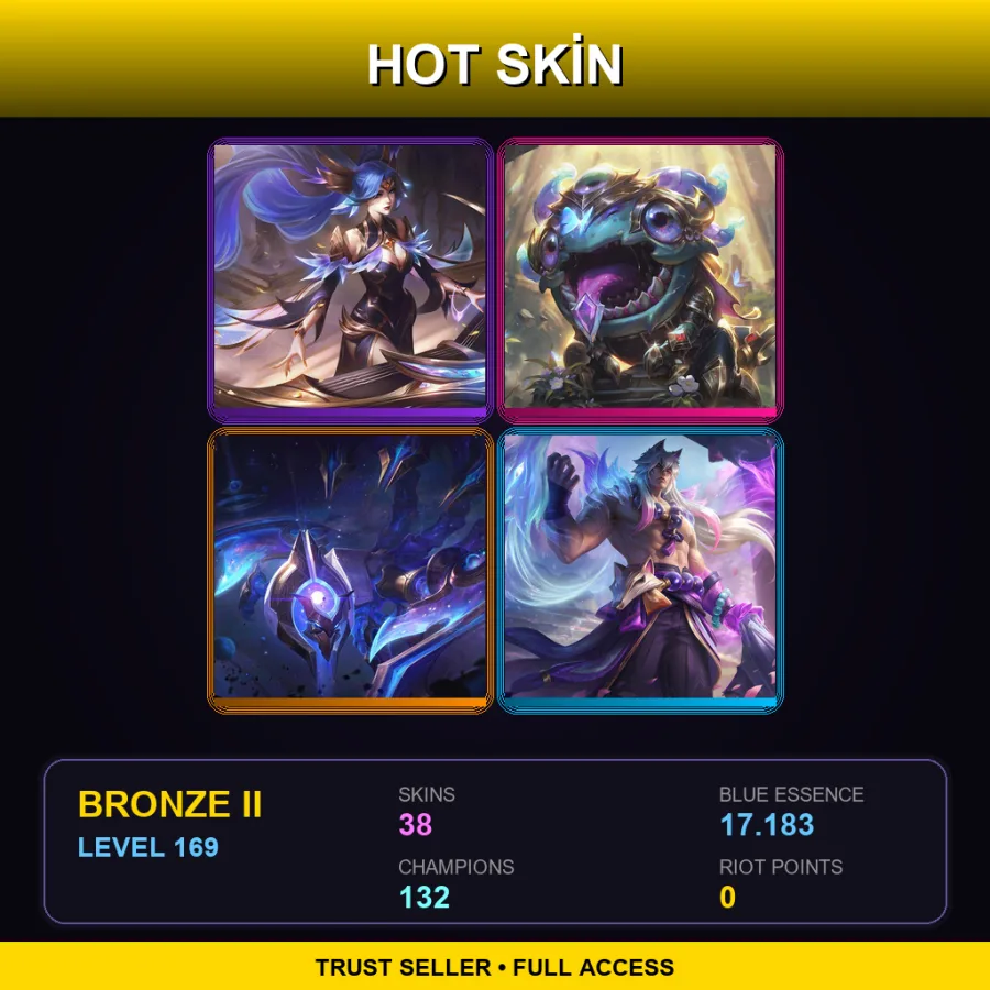 LAS | Lv169 | Bronze II | 38 Skin | 132 Champ — LoL account