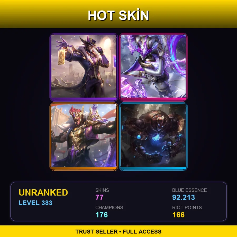 LAN | Lv383 | Unranked | 77 Skin | 176 Champ — Victorious Draven