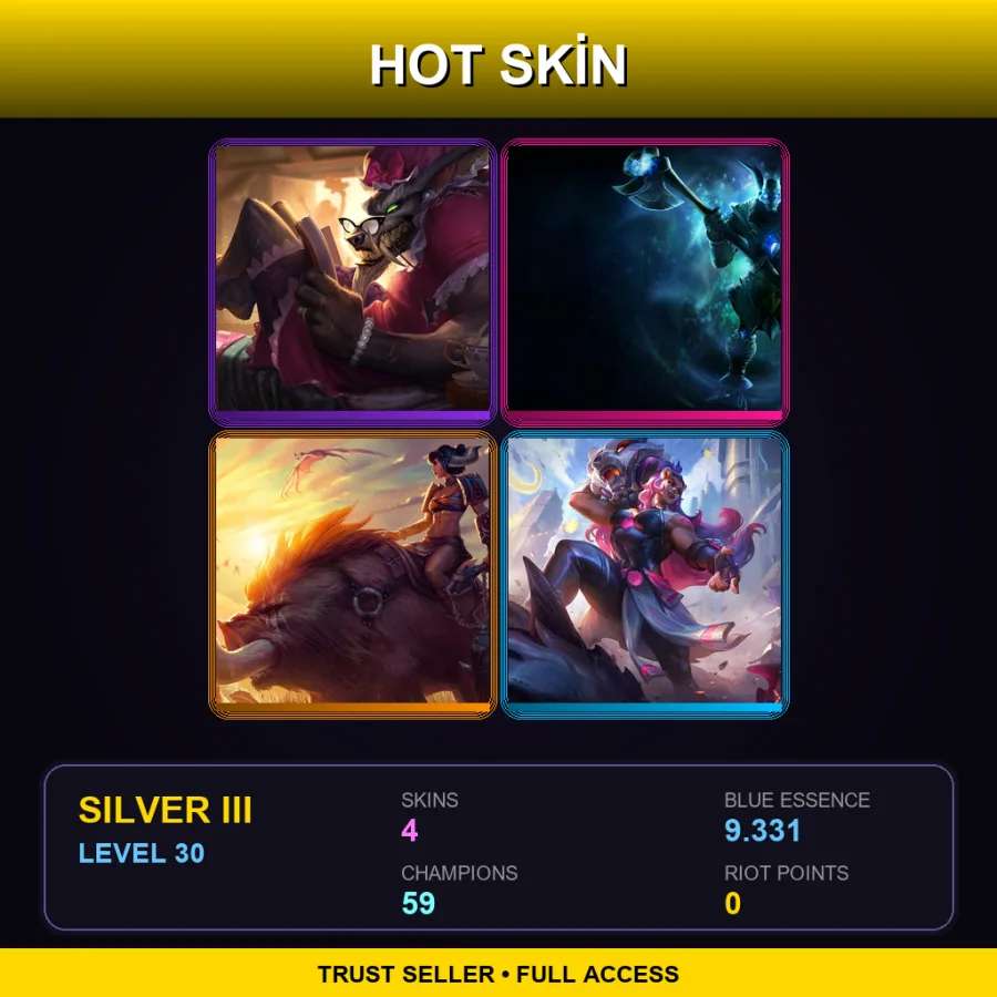 TR | Lv30 | Silver III | 4 Skin | 59 Champ — LoL account
