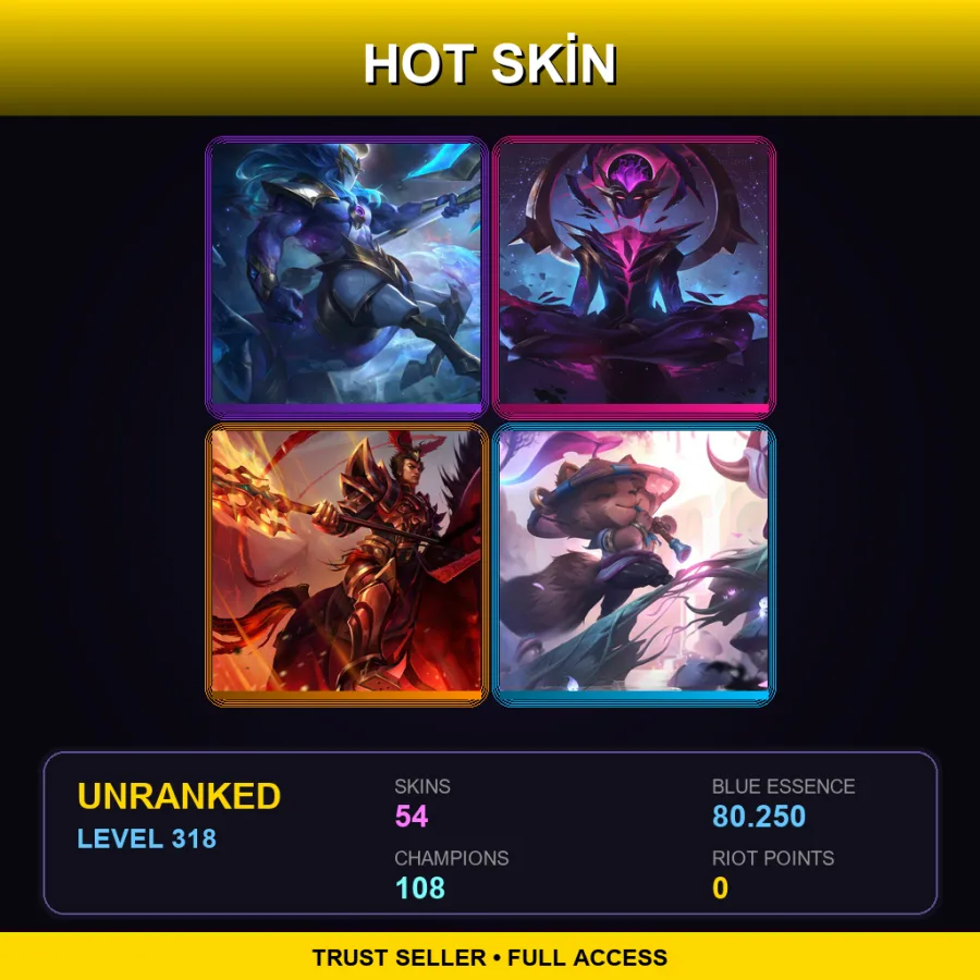 SG | Lv318 | Unranked | 54 Skin | 108 Champ — Bioforge Darius