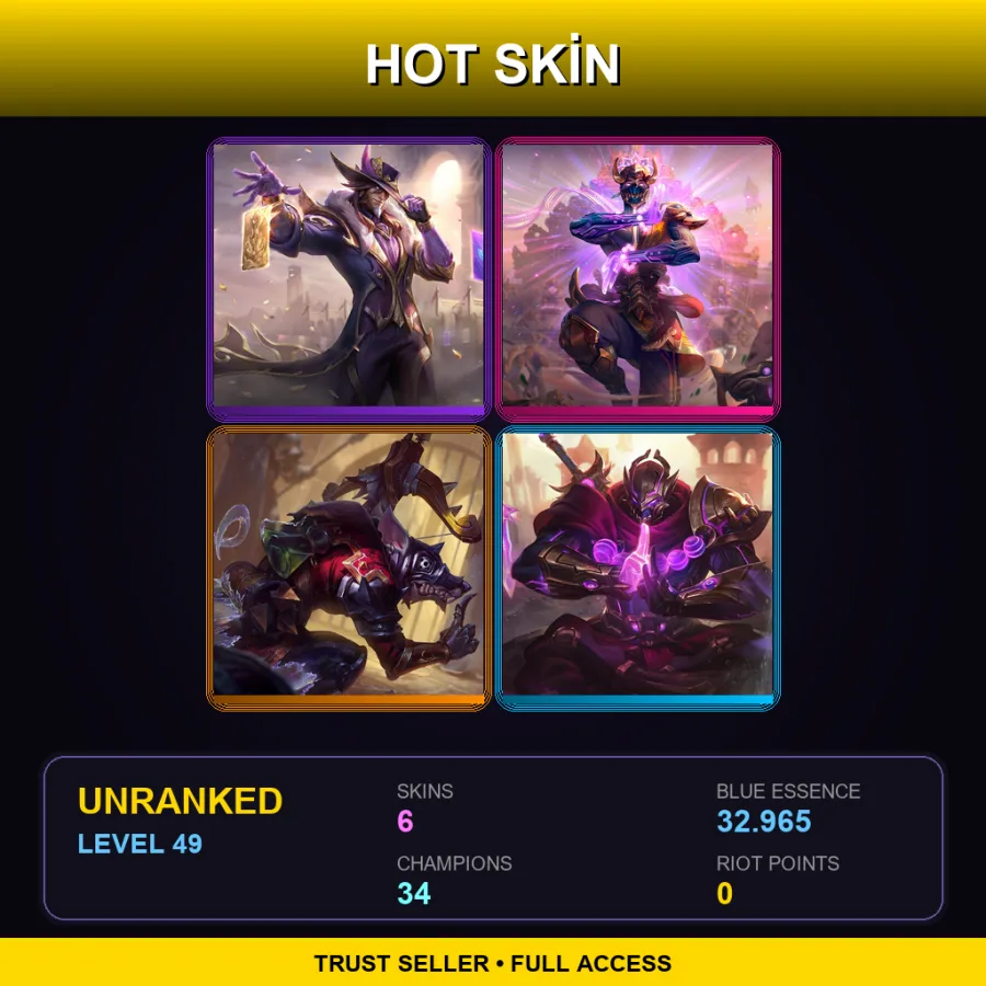 TR | Lv49 | Unranked | 6 Skin | 34 Champ