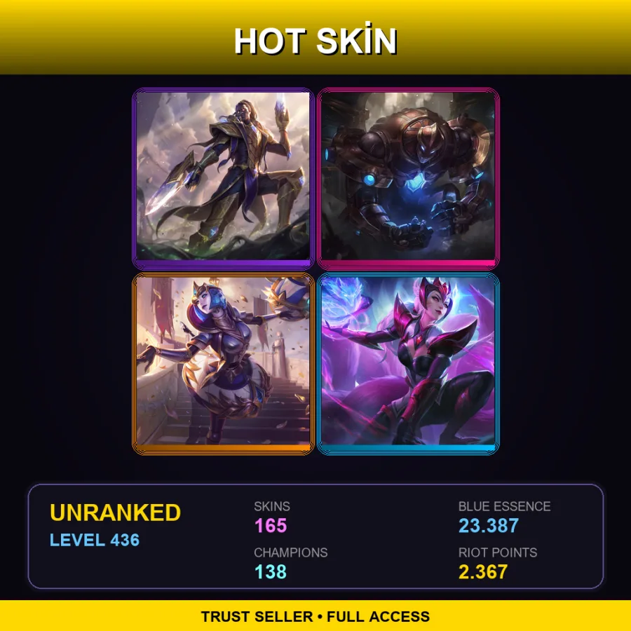 LAN | Lv436 | Unranked | 165 Skin | 138 Champ — LoL account