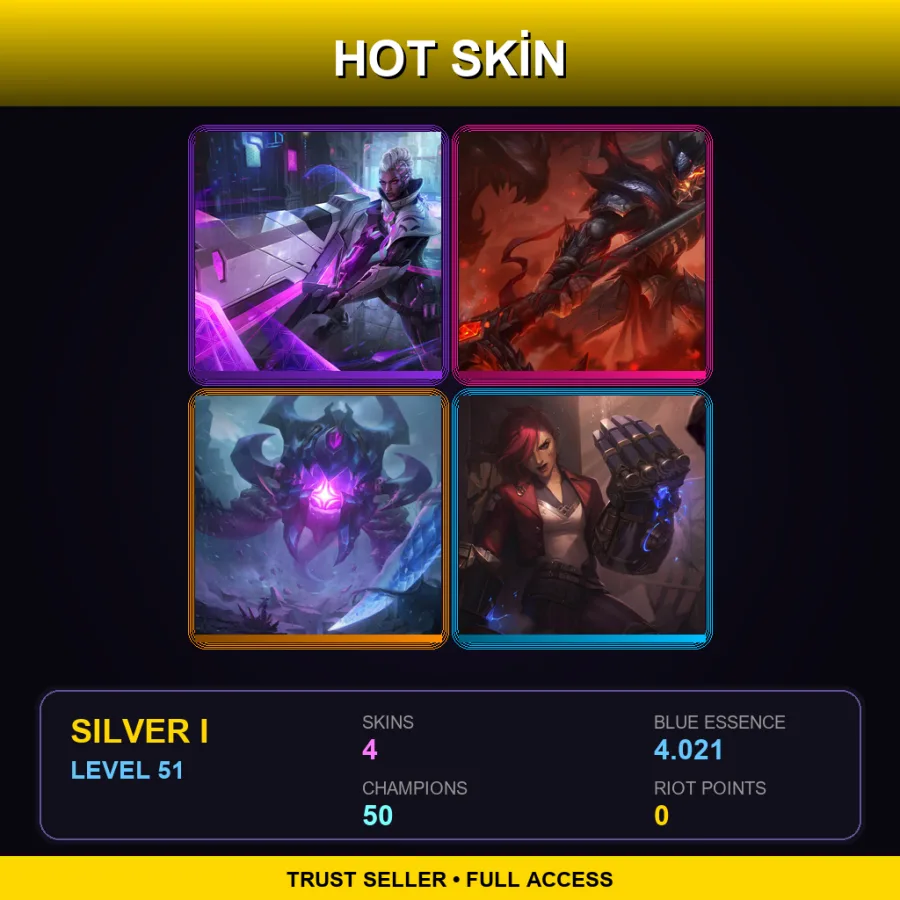EUW | Lv51 | Silver I | 4 Skin | 50 Champ