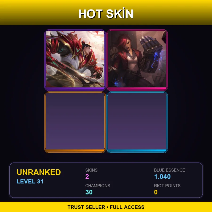 EUW | Lv31 | Unranked | 2 Skin | 30 Champ — LoL account