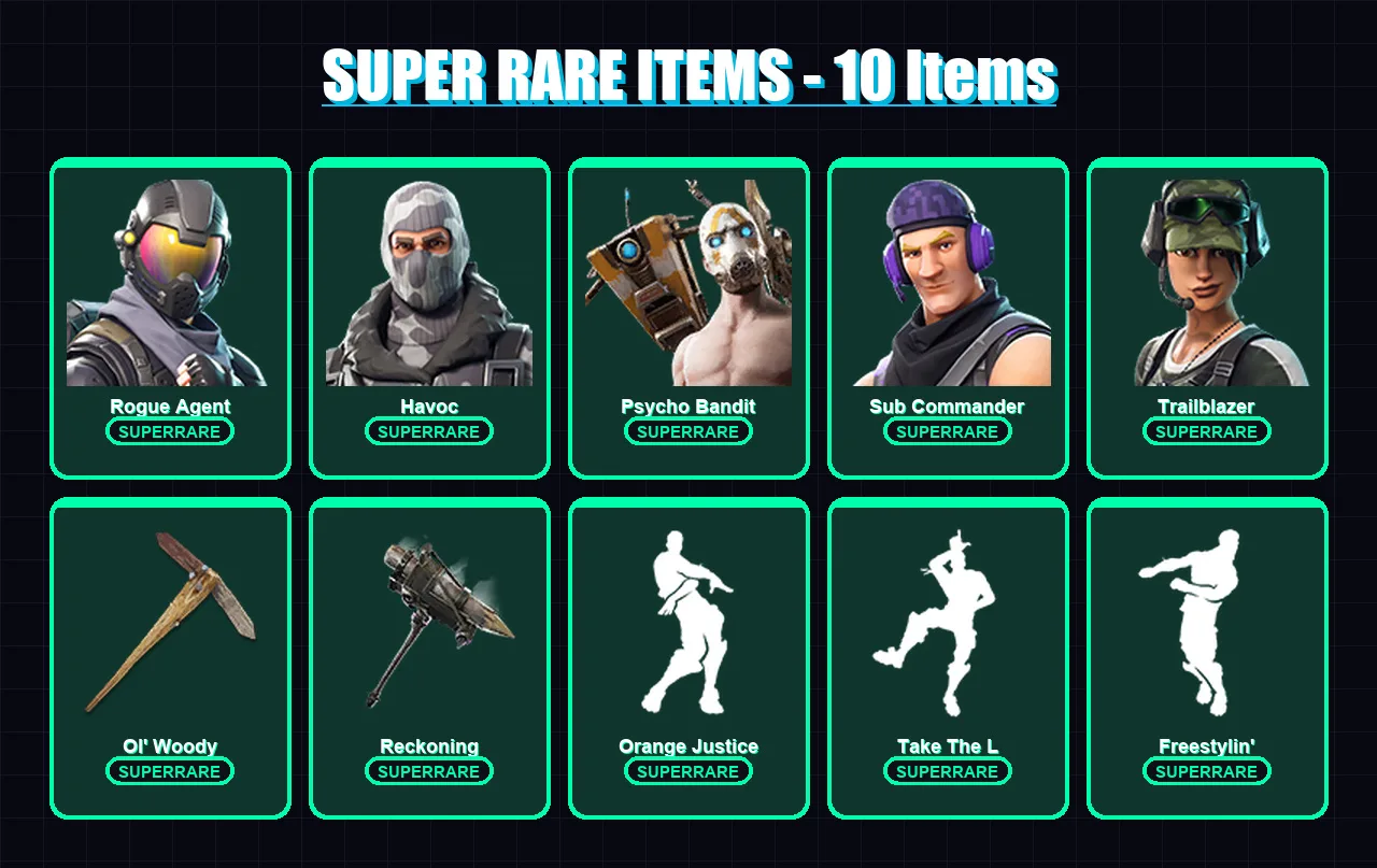 [PC/XBOX/PSN] | Rogue Agent | Havoc | Psycho Bandit | Sub Commander | Trailblazer | 133 skin | 118 pickaxe | 88 emote | 113 glider | Lv1281