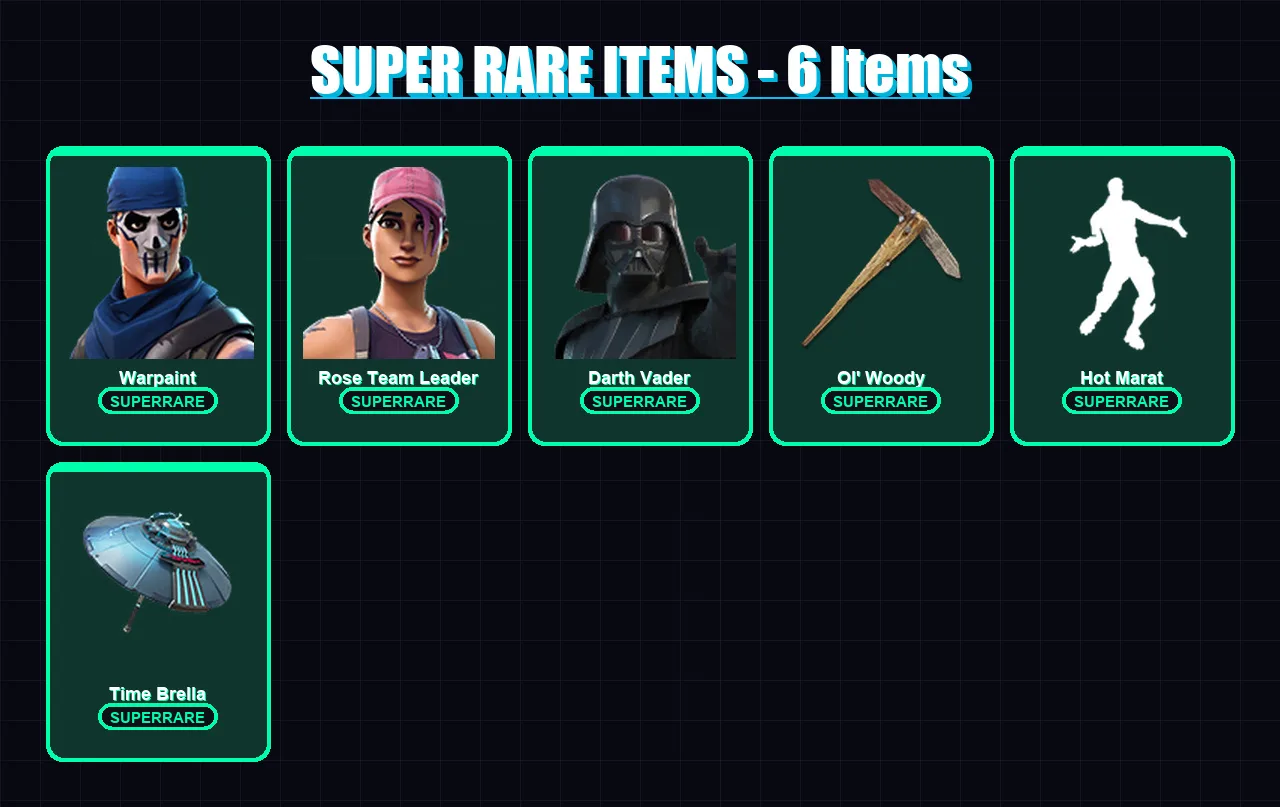 [PC/PSN] | Warpaint | Rose Team Leader | Darth Vader | Optimus Prime | Omegarok | 56 skin | 79 pickaxe | 49 emote | 70 glider | Lv850