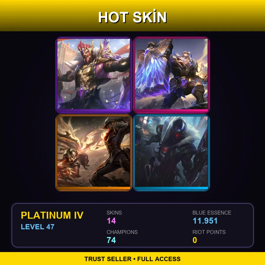 NA | Lv47 | Platinum IV | 14 Skin | 74 Champ