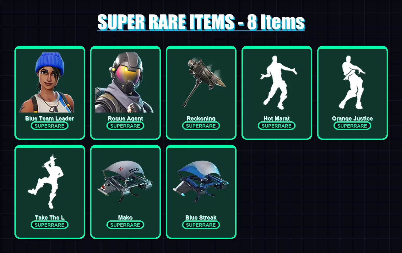 [PC/XBOX/PSN] | Blue Team Leader | Rogue Agent | Drift | Valor | Sentinel | 63 skin | 35 pickaxe | 50 emote | 44 glider | Lv608