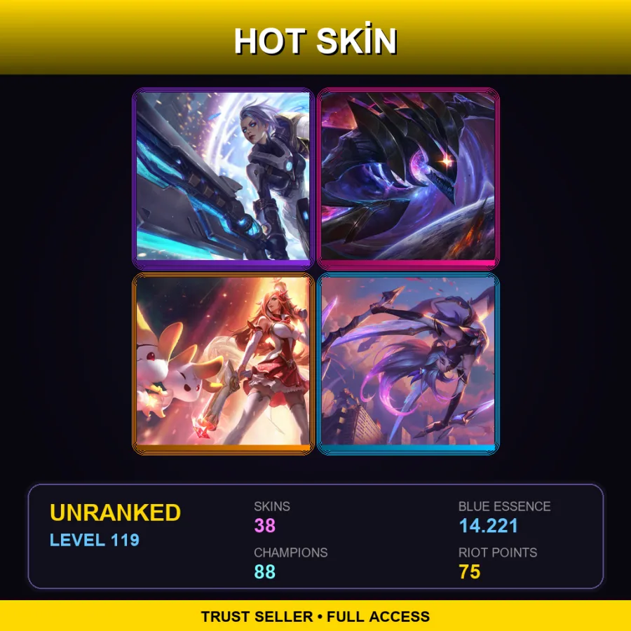 EUNE | Lv119 | Unranked | 38 Skin | 88 Champ