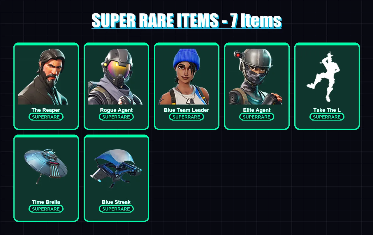[PC/XBOX/PSN] | The Reaper | Rogue Agent | Blue Team Leader | Elite Agent | Dark Voyager | 20 skin | 23 pickaxe | 35 emote | 31 glider | Lv502