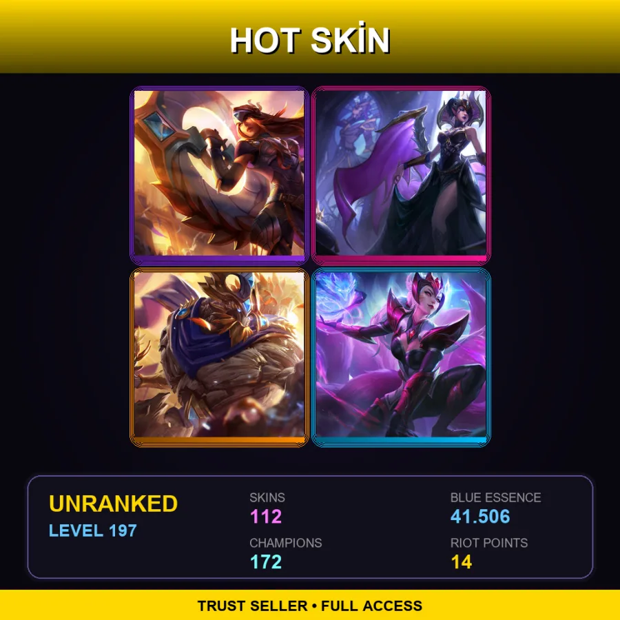 OCE | Lv197 | Unranked | 112 Skin | 172 Champ