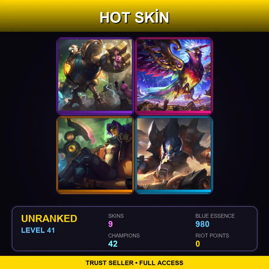 NA | Victorious Blitzcrank | Festival Queen Anivia | Odyssey Sivir | Odyssey Malphite | 9 Skin | 42 Champ | Lv41