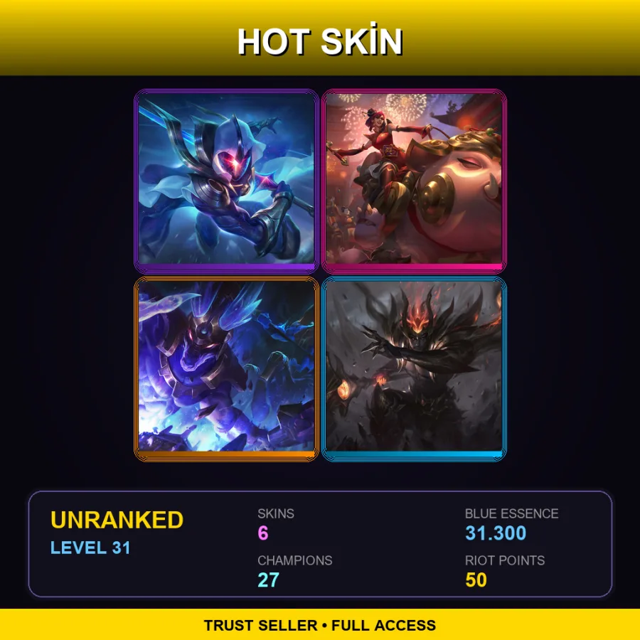 EUW | Lv31 | Unranked | 6 Skin | 27 Champ