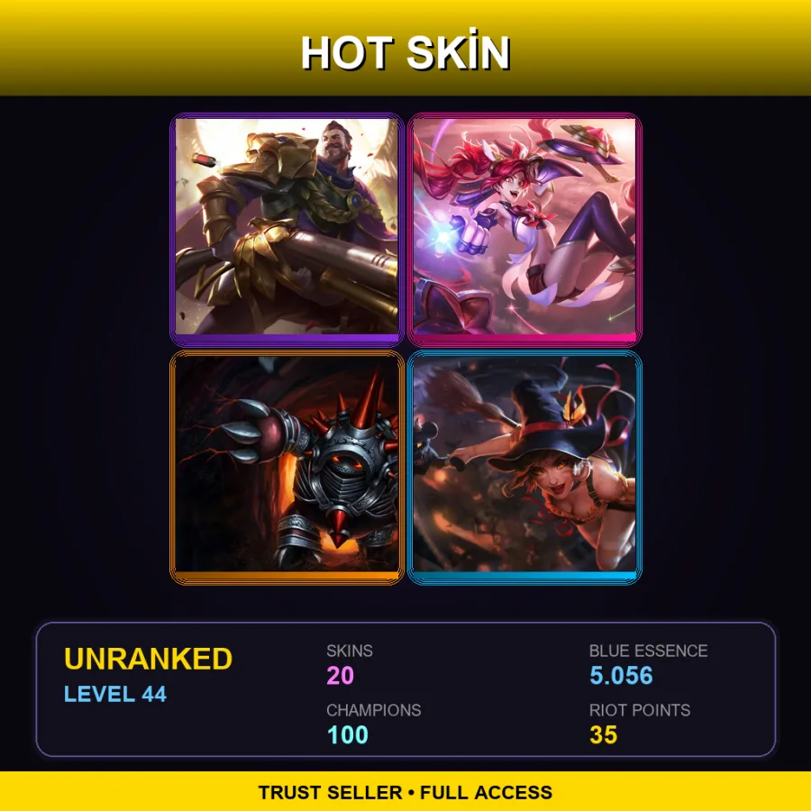 BR | Lv44 | Unranked | 20 Skin | 100 Champ — LoL account
